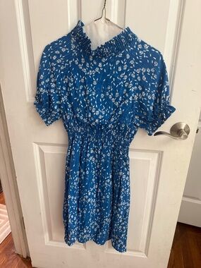 Hayden Blue and White Floral Smocked Waist Dress